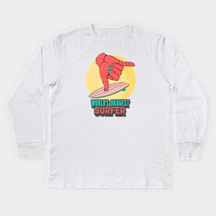 World's okayest surfer Kids Long Sleeve T-Shirt